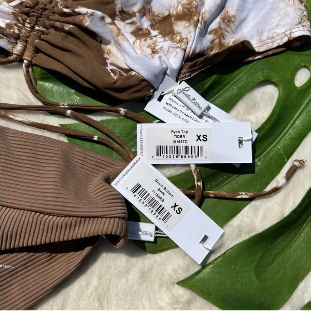 Frankie’s Bikinis Ryan Crop Tie Dye Set in Chocolate Brown and White - Picture 14 of 14